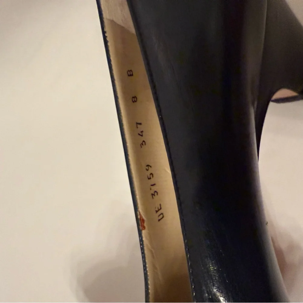 ⭐️SALVATORE FERRAGAMO SHOES HEELS NAVY BLUE LEATHER SIZE 8B ITALY LUXURY